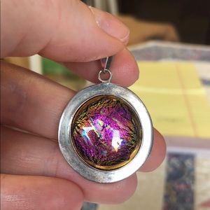 Iridescent pendant. Glass